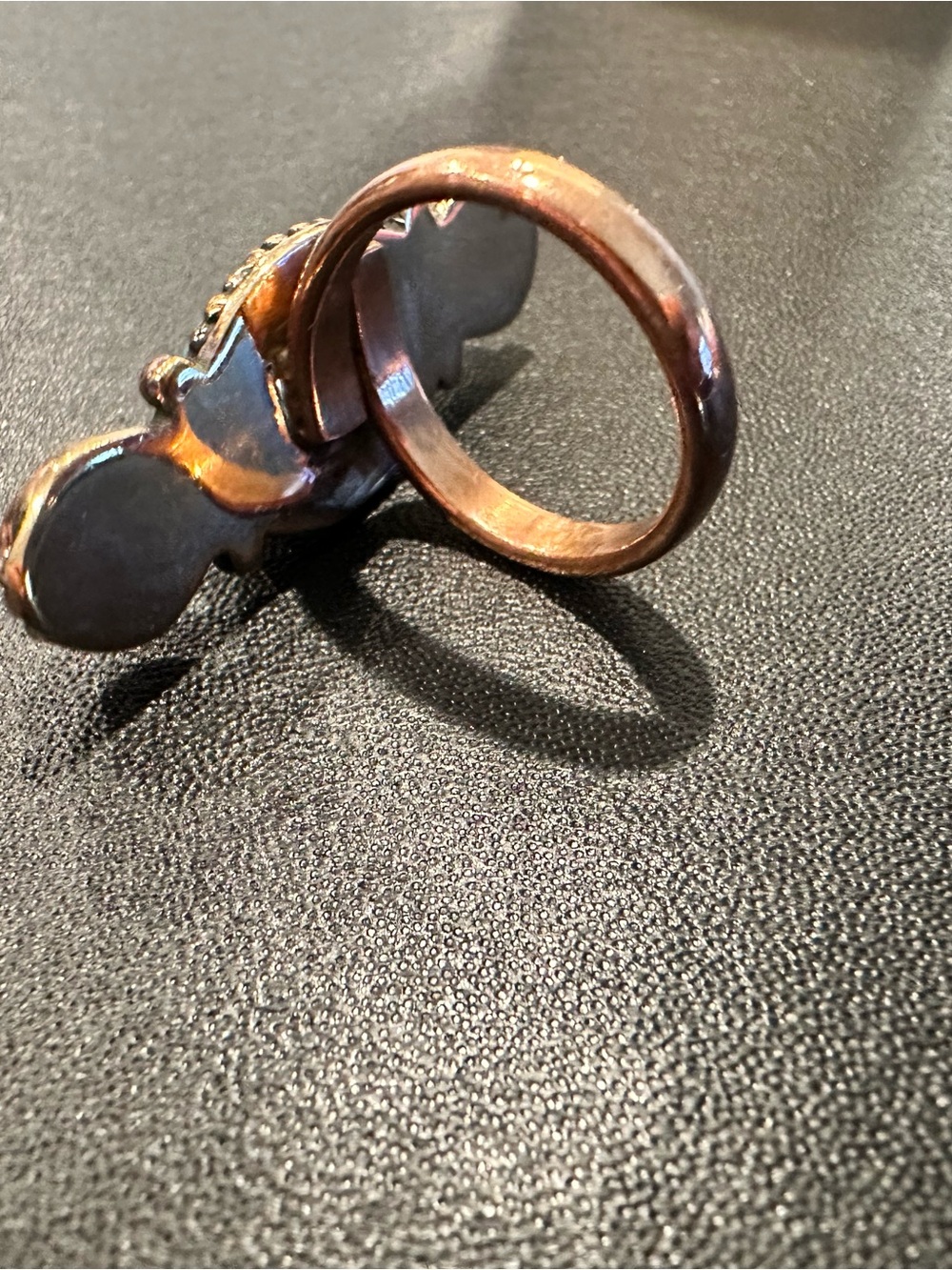 Turquoise Three-Stone Copper Ring - Blue Green - Picture 3 of 3